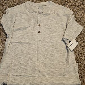 Sonoma Light Gray Striped Henley Tee